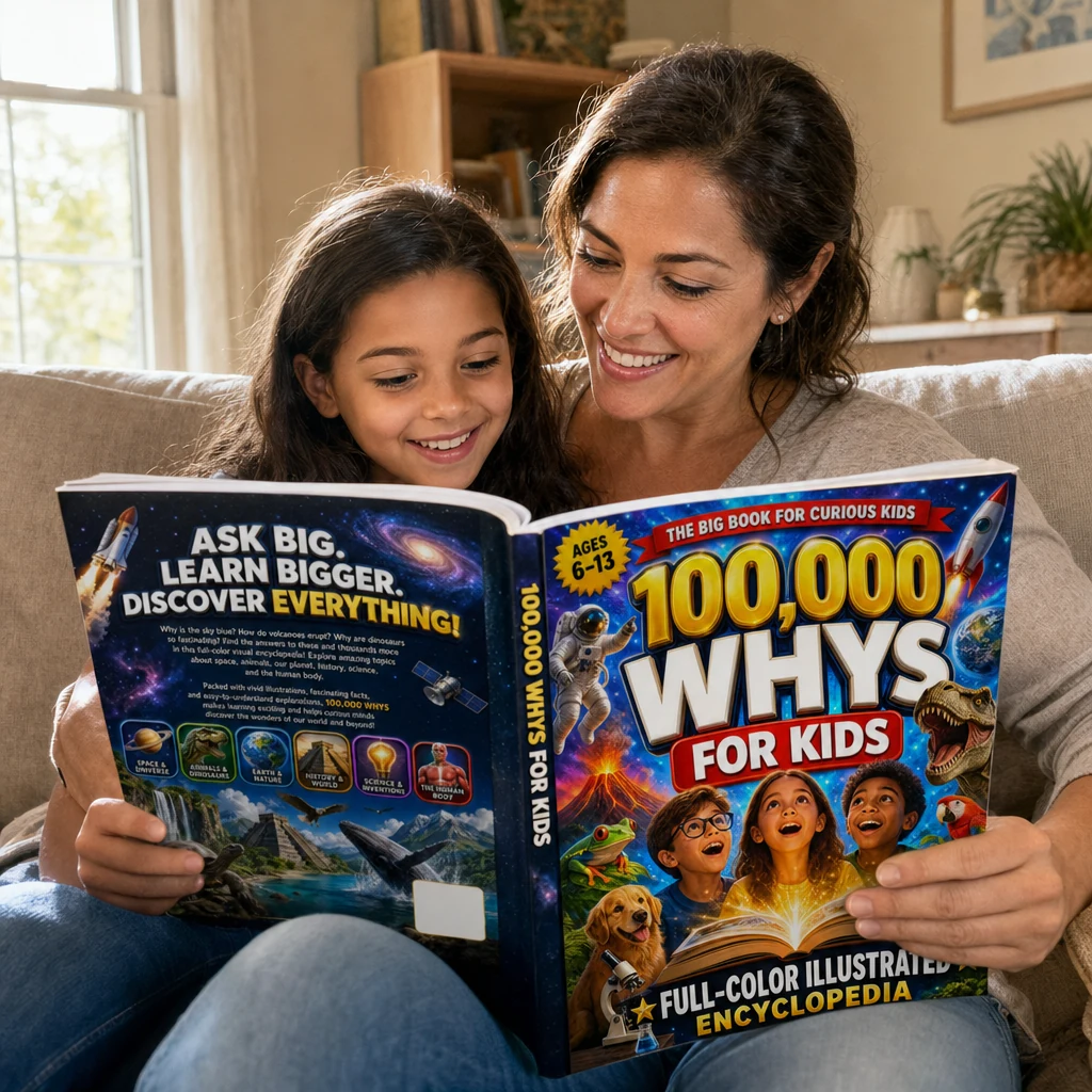 A mom and daughter reading the book together on the sofa